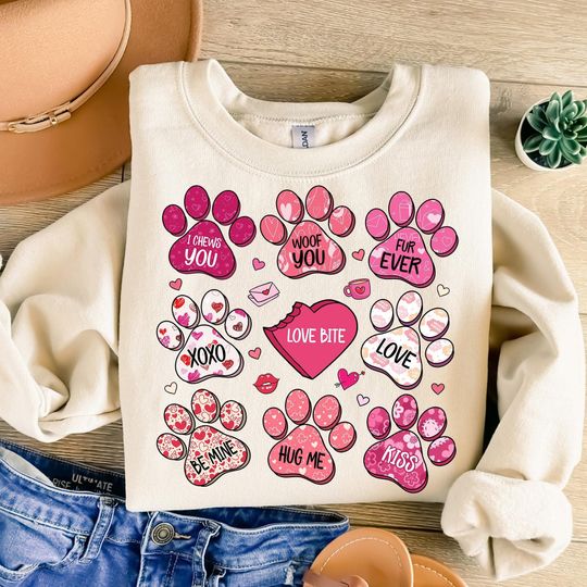 Dog Lover Gift, Candy Hearts Sweatshirt 2025