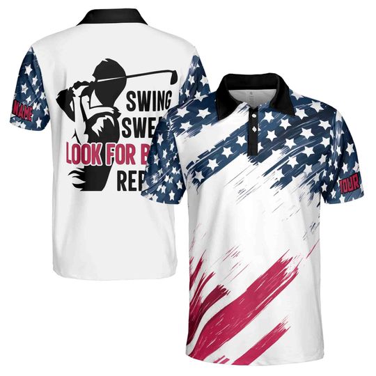 Customize Name American Flag Apparel Swing Swear Look For Ball Repeat 3D Polo Shirt Size