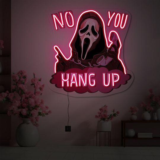 No you hang up neon sign, No you hang up led sign, Skull neon sign, Funny neon sign, Horror neon sign, Halloween Skeleton decor