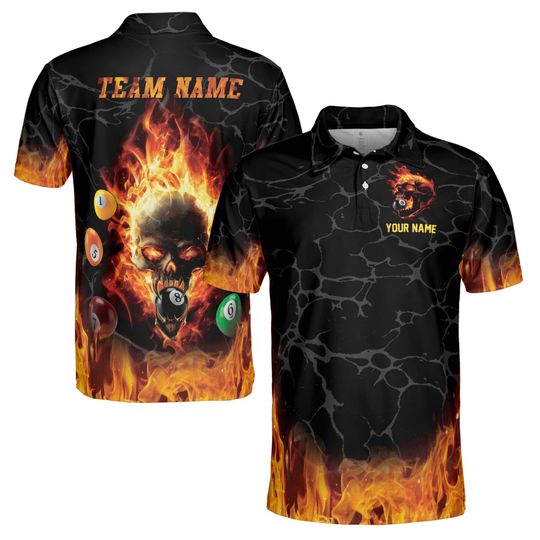 Personalized Billard With Passion Skull Love Billard Men's Polo Shirt