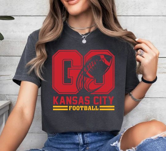 Go Kansas City Football Vintage T-Shirt, Kansas City Football Team Shirt, American Football Gameday Shirt, Sports Tee