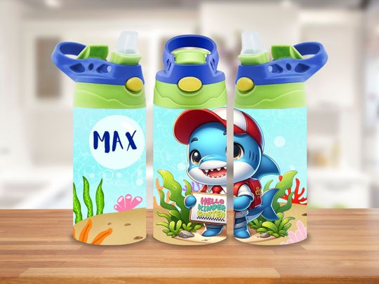 Hello Kindergarten Tumbler, 12 oz Tumbler, Shark Cup for Back to School, Add your name