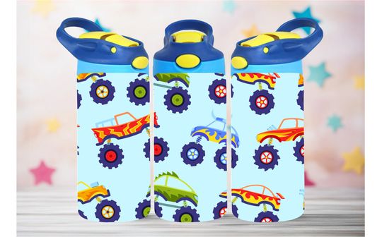 Monster Truck 12oz Kids Flip Top Tumbler Wrap 12oz Straight Tumbler