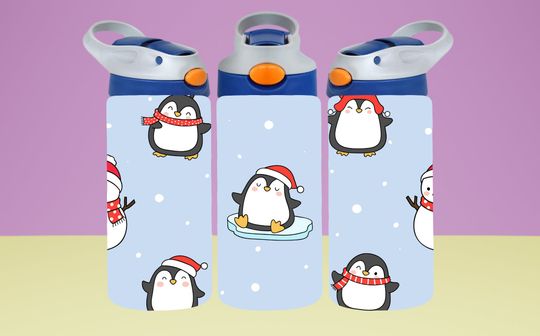 Penguin 12oz Kids Flip Top Tumbler Wrap, Childrens Winter Tumbler