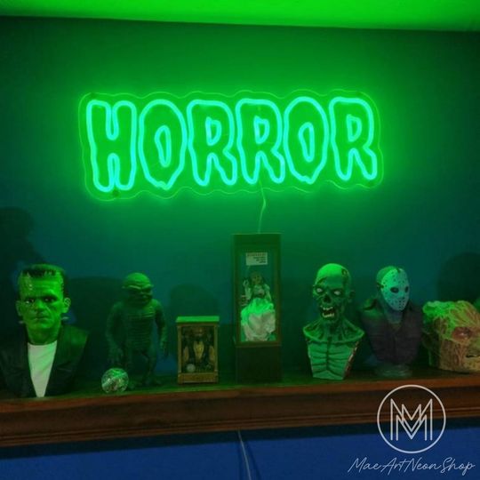 Horror Neon Sign, Movie Room Decor, Halloween Party LED Sign, Spooky Gothic Decor, Game Room Light