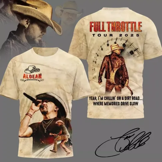 Jason Aldean Full Throttle Tour 2025 3D T-Shirt