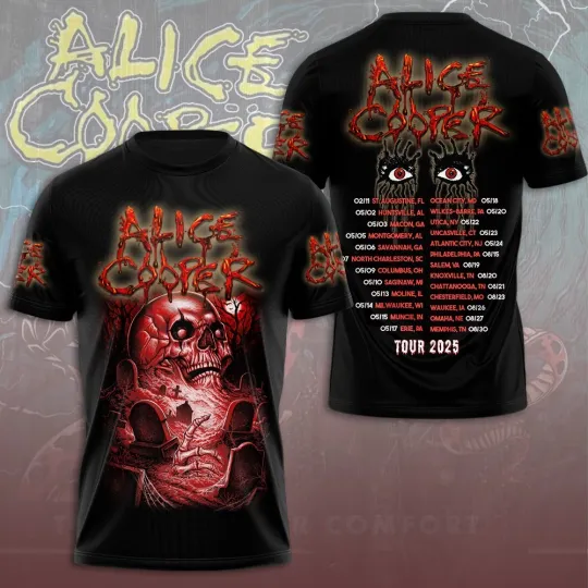 Alice Cooper Tour 2025 Too Close For Comfort Tour 3D Shirt