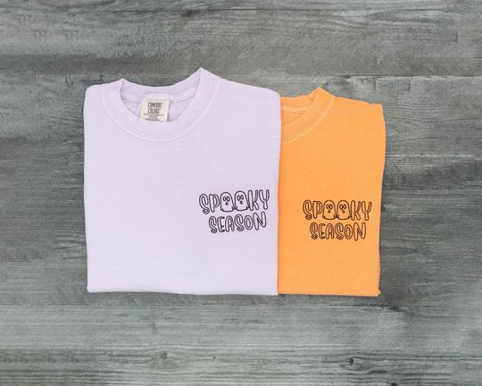 Spooky Season Crewneck, Spooky Ghost Sweater, Ghost Sweatshirt, Halloween Sweater, Comfort Colors, Embroidered shirt, Fall Sweatshirt