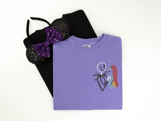 Jack and Sally embroidered Tshirt, Disney Halloween shirt, Nightmare Before Christmas t-shirt, Disney tshirt, Disney Tanktop