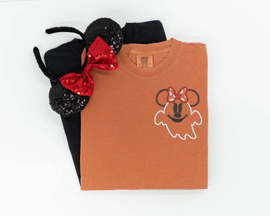 Minnie Ghost embroidered Tshirt, Disney Halloween shirt, Minnie t-shirt, Ghost shirt, Disney Shirt, Disney tshirt, Women's Disney shirt