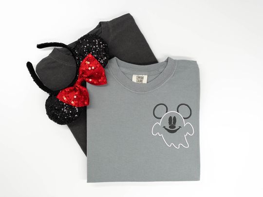 Mickey Ghost embroidered Tshirt, Disney Halloween shirt, Mickey t-shirt, Ghost shirt, Disney Shirt, Disney tshirt, Women's Disney shirt