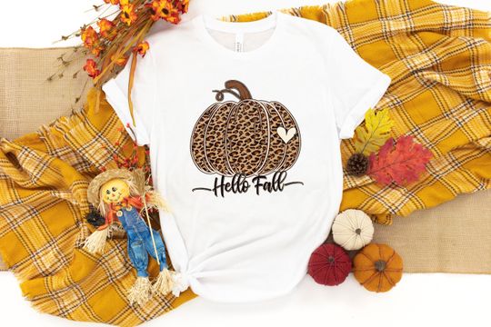 Hello Fall Pumpkin T-Shirt, Fall Vibes T-Shirt, Autumn Pumpkin Shirt