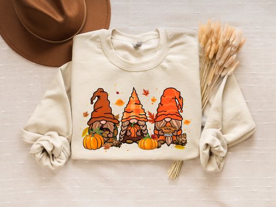 Fall Gnomes Sweatshirt, Thankful Pumpkin Tee, Thanksgiving Fall Shirt
