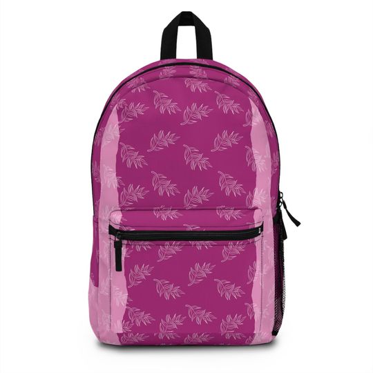 Pink Fall Leaves Backpack, Autumn School Bookbag, Hiking Rucksack, Travel Daypack, Nature Lover Gift