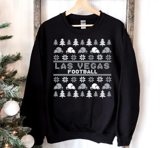 Las Vegas Football Ugly Pattern Christmas Vintage Sweatshirt, Las Vegas Football Team Sweatshirt, Football Mom, Christmas Gifts