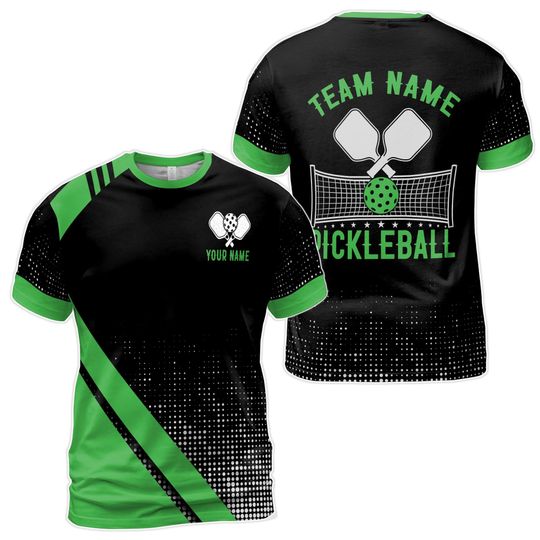 Personalized Name Team Name Time To Play Pickleball Green Men's T-Shirt