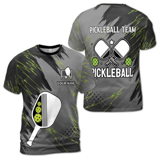 Custom Name Team Name Grey Let's Play Pickleball Men's T-Shirt