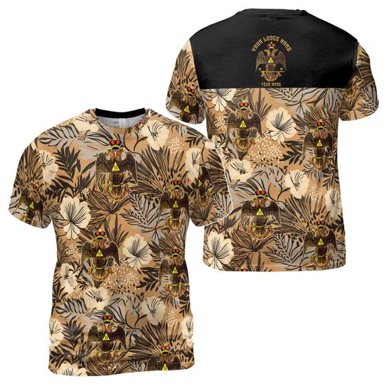 Customized Rite of Scottish 33 Brown Tropical Floral Men's T-shirt
