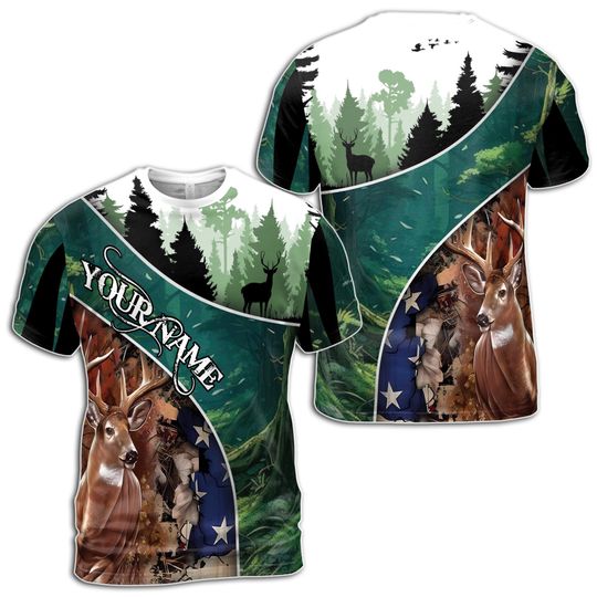 Custom Name Deer Hunting American Hunting Season Unisex T-Shirt