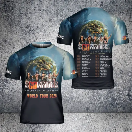 World Tour 2025 Hot Scorpions Band 3D T-Shirt