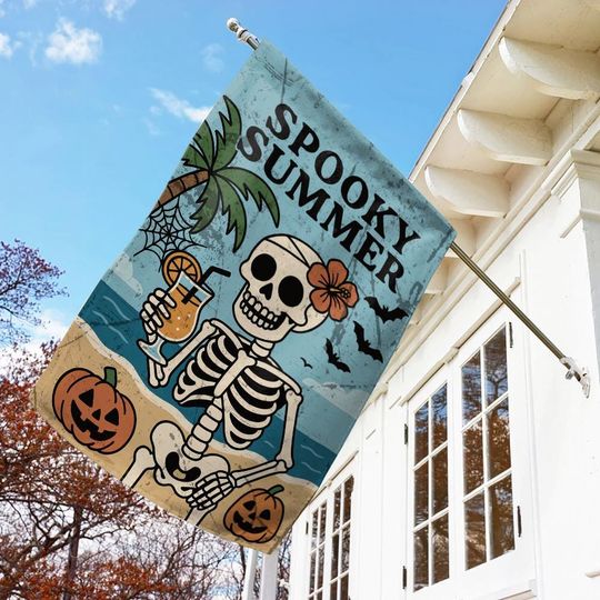 Spooky Summer Flag, Halloween Yard Flag, Funny Outdoor Flag, Summer Halloween Decor, Spooky Season Porch Flag
