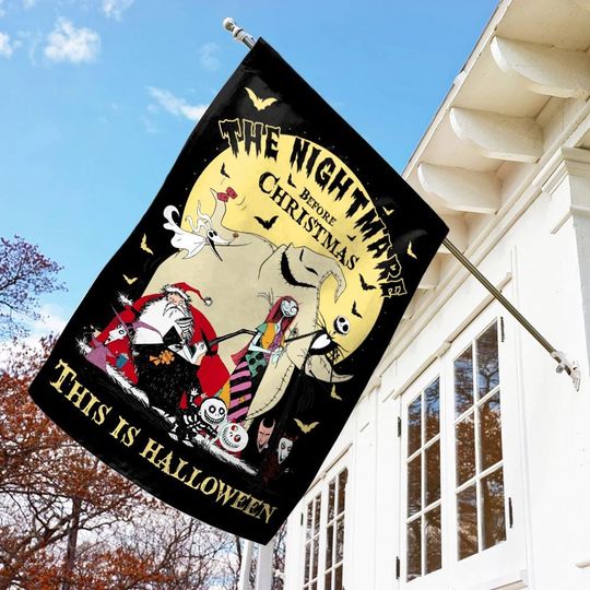 The Nightmare Before Christmas Flag, Jack Skellington Fall Flag, This is Halloween Disney Porch Decor, Spooky Yard Decoration