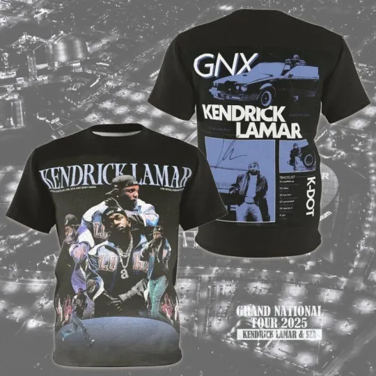 Kendrick Lamar 3D Graphic T-Shirt, Retro Grand National Tour 2025 Shirt 3D Shirt