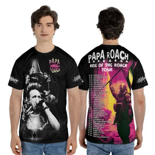 Papa Roach Rise Of The Roach 2025 Tour 3D T-Shirt
