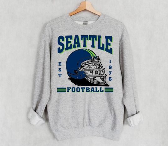 Seattle Football Est 1976 Retro Sweatshirt, Seattle Football Team Helmet Vintage Sweatshirt, Football Sweatshirt, For Her, For Him