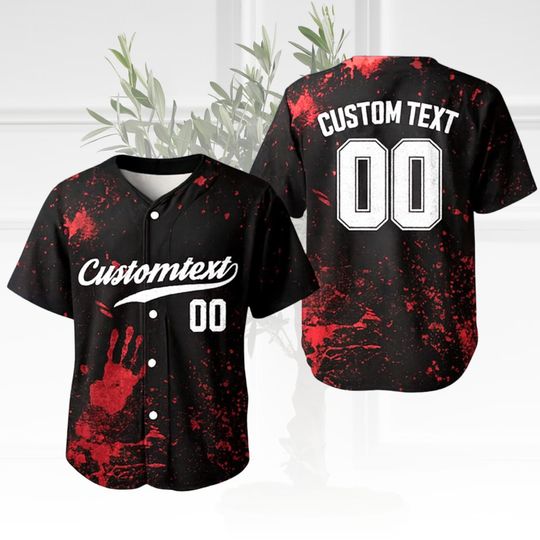 Personalized Halloween Horror Baseball Jersey, Creepy Slasher Cosplay Shirt, Custom Spooky Team Jersey