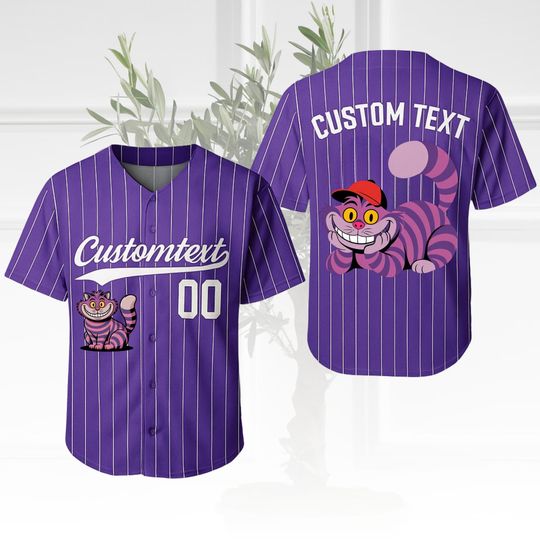 Personalized Cheshire Cat Baseball Jersey, Disney Alice in Wonderland Family Vacation Shirt