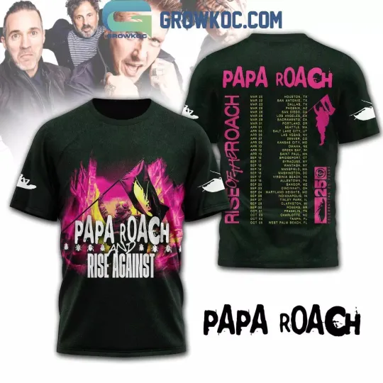 Papa Roach Rise Against Tour 2025 3D T Shirt All Sizes Gift for Fans