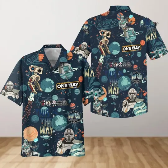 Star Wars One Way Out Hawaiian Shirt, This Is The Way Shirt, Disney Summer Beach Shirt, Movie Button Shirt, Tropical Vacation Shirt