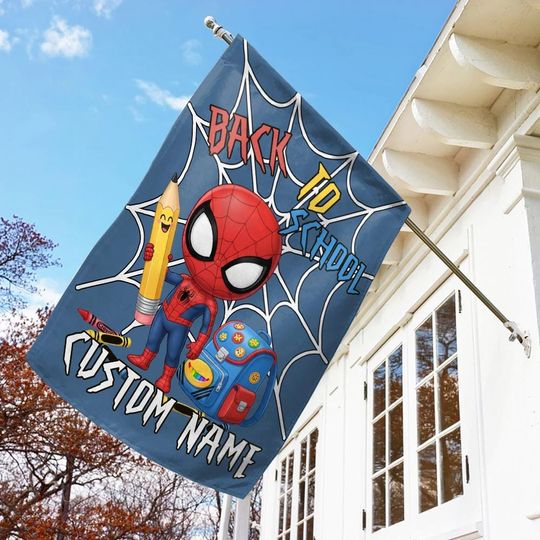 Spider Man Back to School Flag, First Day of School Flag, Marvel Superhero Back to School, Welcome Back To School