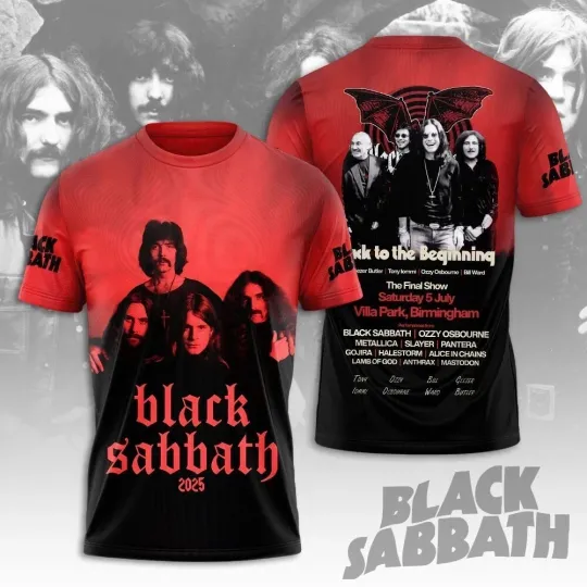 Black Sabbath Band Back To The Beginning 2025 Tour 3D T-shirt