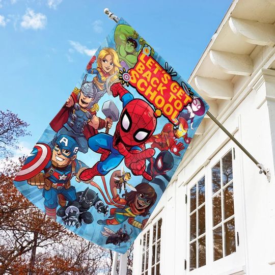 Spider Man Back to School Flag, First Day of School Flag, Marvel Superhero Back to School, Welcome Back To School