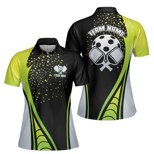 Personalized Name Pickleball Team Player Lime Women's Polo Shirt