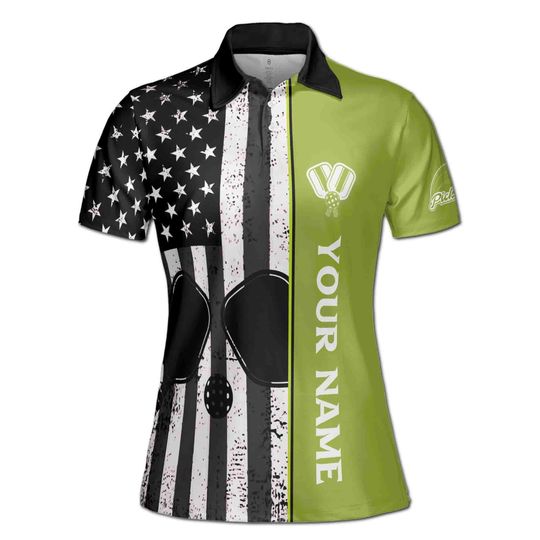Customized America Patriotic Pickleball Player Women's Polo Shirt