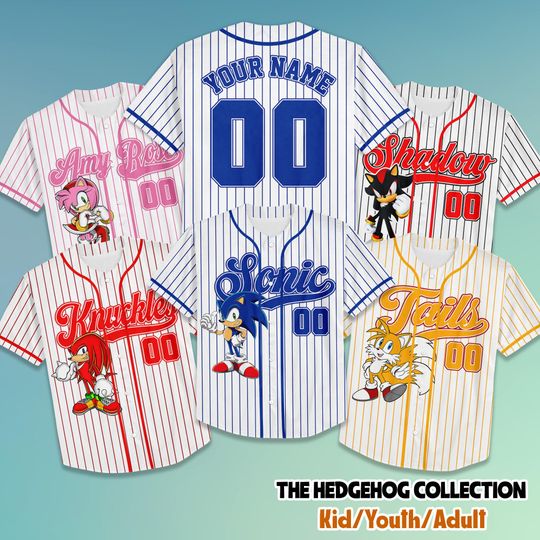 Custom The Hedgehog Characters Baseball Jersey, Sonic Birthday Jersey Shirt, Sonic The Hedgehog Baseball Team Outfit, Gift For Fan