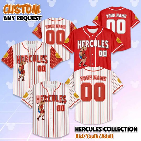 Custom Hercules Baseball Jersey, Hercules Jersey Shirt, Hercules Baseball Team Outfit, Superhero Baseball Shirt, Birthday Gift for Fans