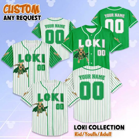 Personalized Loki Baseball Jersey, Custom Loki Shirt, Gift for Him or Her, Hero Sport Shirt, Marvel Matching Baseball Team Outfit