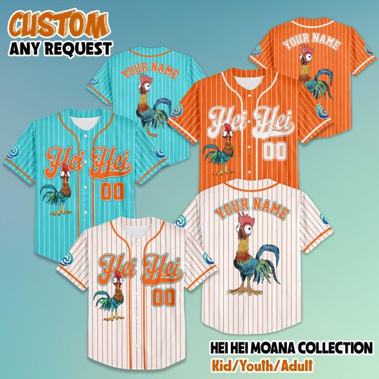 Personalized Hei Hei Moana Baseball Jersey, Disney Hei Hei  Jersey Shirt, Moana Baseball Jersey, Moana Birthday Gift