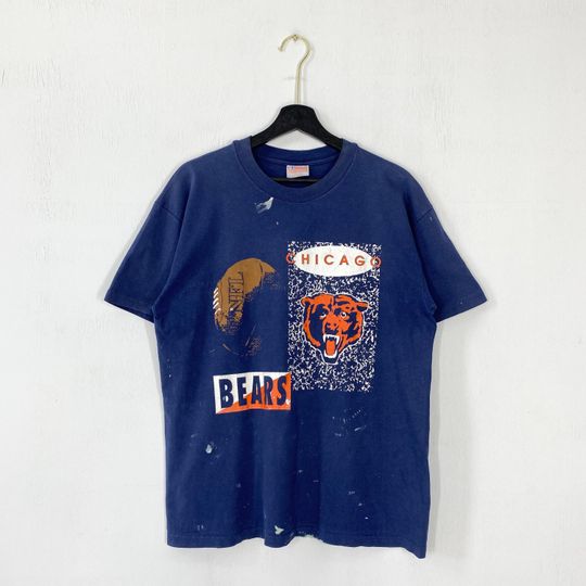 Vintage 90s Chicago Bears T-Shirt football Sportswear Single Stitch Blue Large