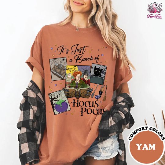 Vintage It's Just a Bunch of Hocus Pocus T-shirt, Halloween Hocus Pocus Shirt, Sanderson Sisters Halloween Witches Shirt, Spooky Season Tee