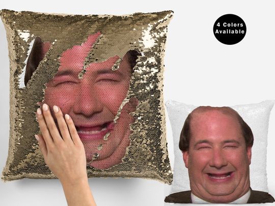 Brian baumgartner sequin pillow, flip sequin pillow, funny kevin pillow, brian baumgartner meme pillow cushion gift