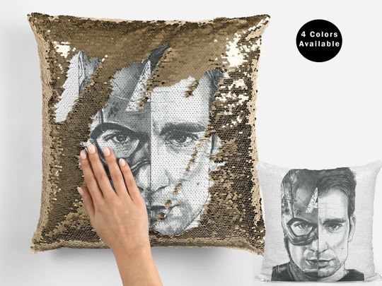 Chris evans sequin pillow, celebrity sequin pillow, chris evans meme flip sequin pillow, captain america sequin pillow gift