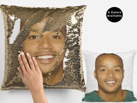 Donald faison pillow, celebrity pillow, donald faison flip sequin pillow, pillow cushion, donald faison pillow gift idea fans