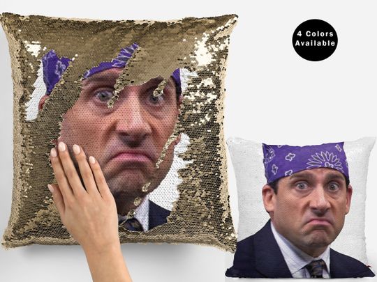 Michael scott - prison mike sequin pillow, funny michael scott flip sequin pillow, michael scott meme pillow gift, the office