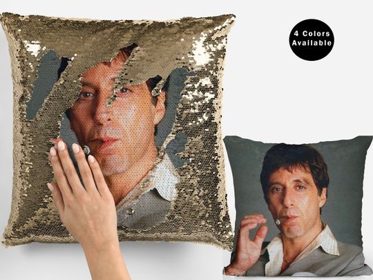 Al pacino sequin pillow, celebrity sequin pillow, cool al pacino flip sequin pillow, throw pillow