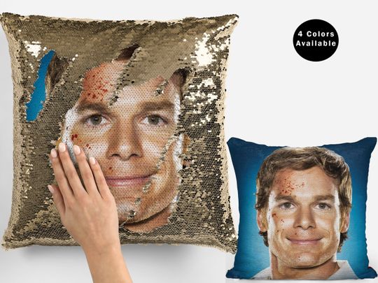 Michael carlyle hall sequin pillow, celebrity sequin pillow, michael carlyle hall flip sequin pillow